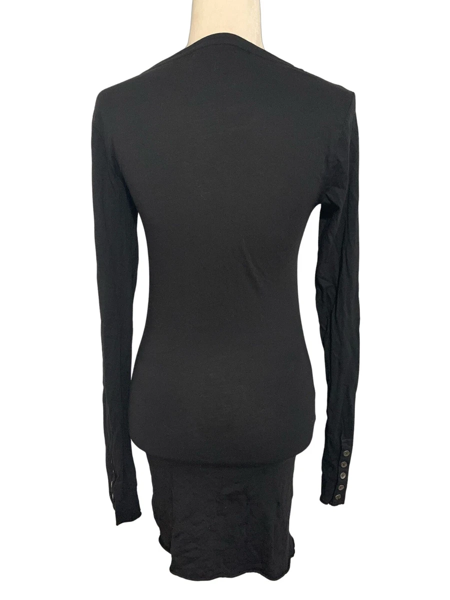 velvet by graham spencer womens solid black long sleeve mini dress