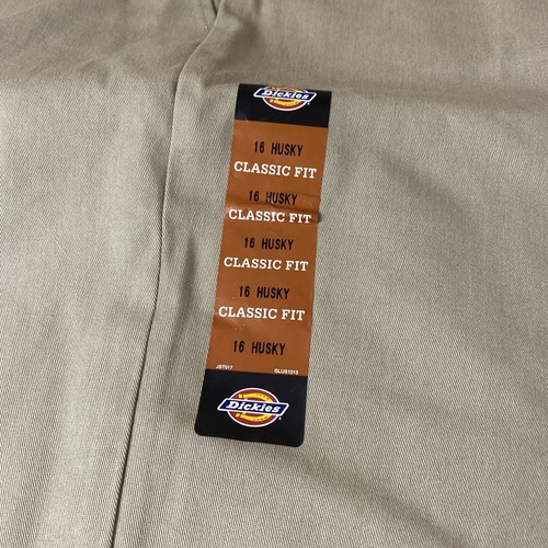 Dickies Boys Flat Front Classic Fit Straight Leg Khaki Pants Size 16 Husky New - Picture 2 of 6
