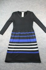 Jon and Anna Dress Size M Medium Sweater Long Sleeve Black Blue Stripes