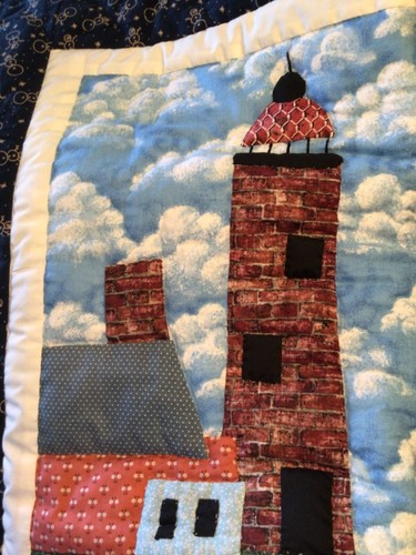 Hand Stitched Light House Patch Wall Hanging Quilt Hand Made 40”x 30” Mint - Picture 11 of 12