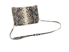 Sandro Crocodile Style 100% Leather Cross Body Pouch Bag Multicolor New With Tag