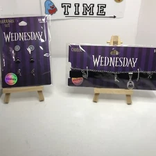 Claire's Exclusive Halloween Wednesday Choker Necklace & Earring Set x3 NEW