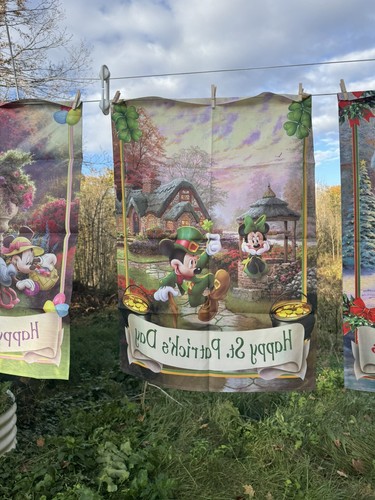 Hamilton Disney Mickey Mouse Happy St Patrick's Day Thomas Kinkade Flag 28x40 - Picture 3 of 3