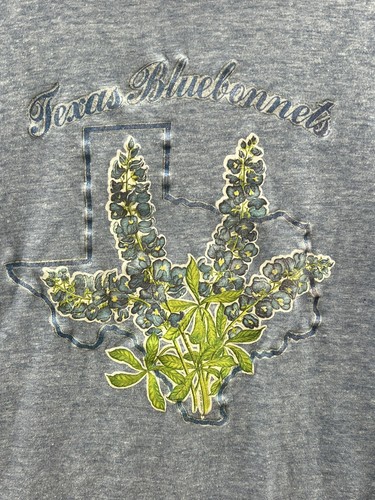 Hanes Poly Cotton Vintage Texas Bluebonnets Ringer T-Shirt Youth Size Large - Picture 4 of 4