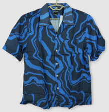 Todd Snyder Shirt Mens Large Blue Zebra Print Aloha Hawaiian Camp Shirt