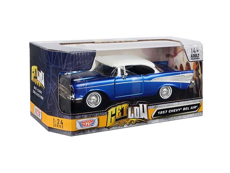 1957 Chevrolet Bel Air Lowrider Blue 1:24 Scale Model Motormax