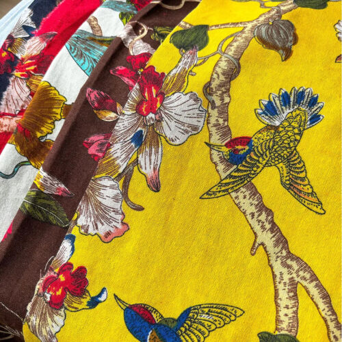 Cortinas de tela de lona de algodón de lino de patrón floral para aves hechas a mano ropa de coser - Imagen 1 de 13