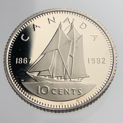 1867-1992 Proof Canada 10 Cents Dime KM#206 Uncirculated Coin Z046