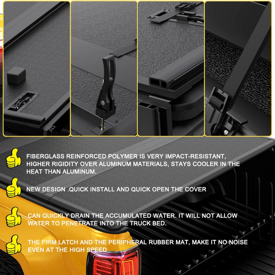 5.8FT Hard FRP Tonneau Cover For 2009-2024 Ram 1500 2010-2018 Ram 2500 Turck Bed Foto 3 de 4