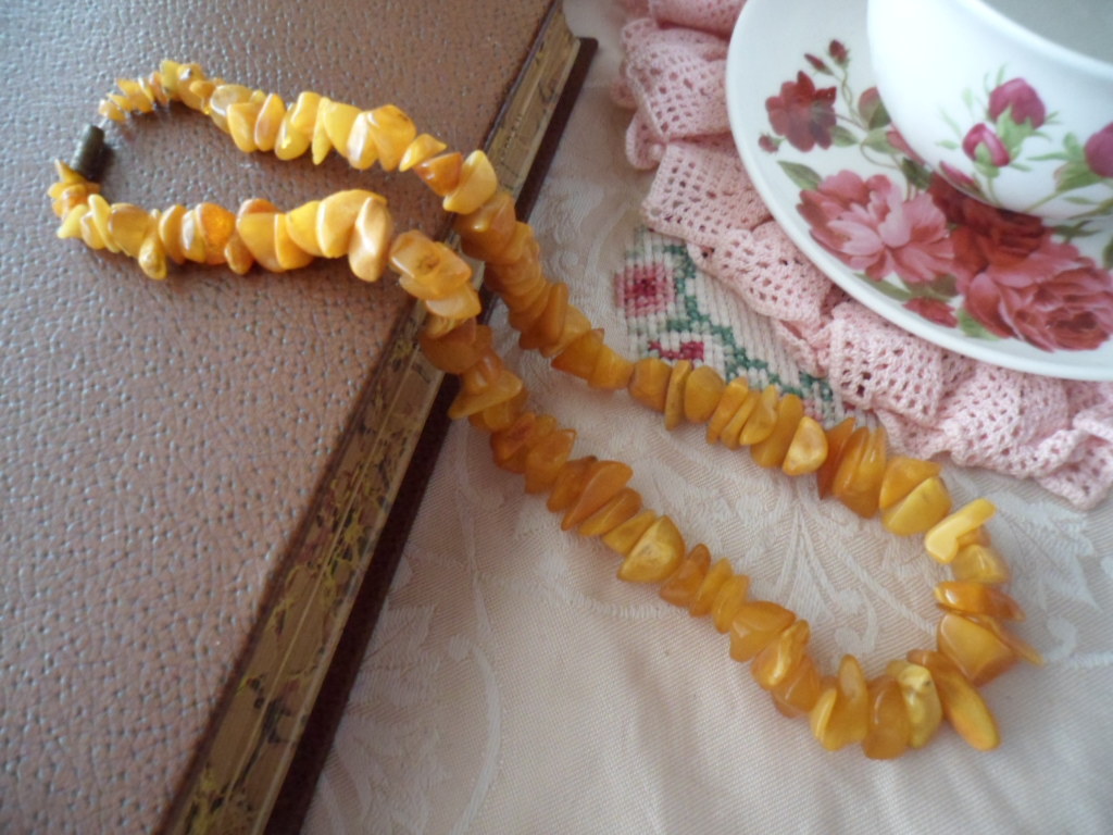 Vintage Jewelry Necklace Genuine Antique Baltic Polish Amber Art Deco