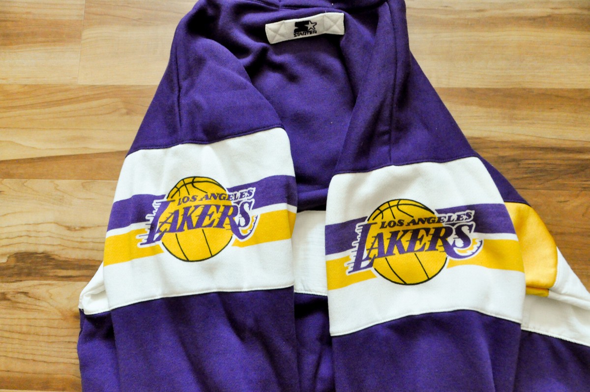 Los Angeles Lakers Starter Sweater Stripe Spellout 1/4 Zip 90's