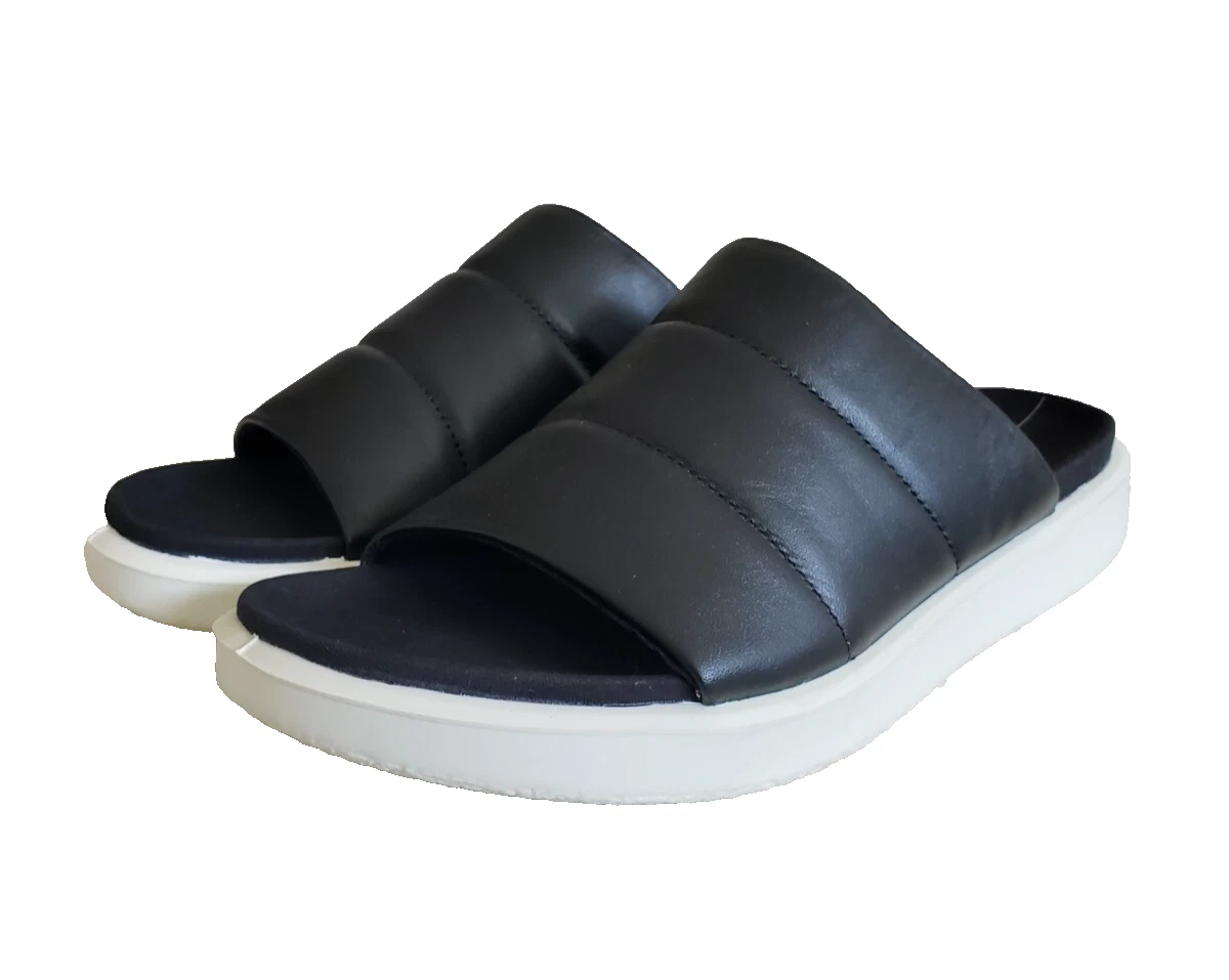 Ecco Flowt sandali donna 41 10 10 5 nero bianco pelle comodi slip on slide