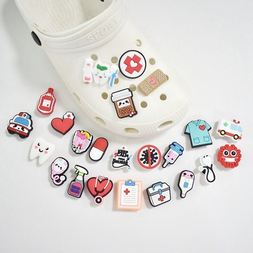 10pcs Clog Shoe Fit Croc Shoe Button Decoration Charms Wristband Medical Cartoon - Picture 12 of 13