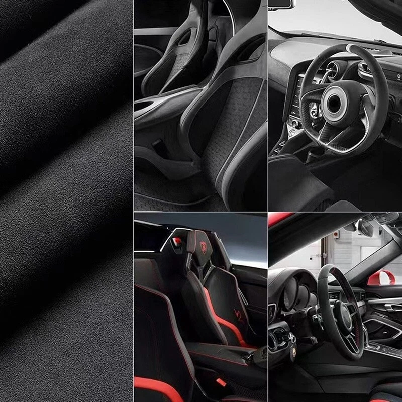 Cubierta de volante de gamuza negra suave cosida a mano para Audi A3 A1 SQ2 2018-2019 Foto 3 de 4