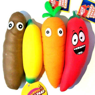 SQUEEZY SQUISHY NOVELTY POO CARROT BANANA CHILLI TOY STRETCH FUNNY