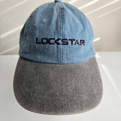 Vintage LockStar StrapBack Hat Cap Head Shots by KC Caps Blue Denim Cotton