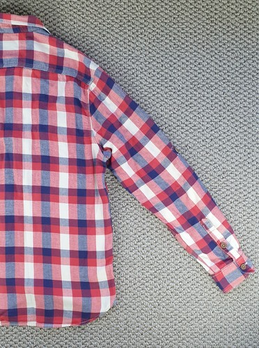Levi's Button Up Shirt Men's M Medium Red Checkered Pockets Long Sleeve - Foto 6 di 11