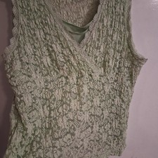 Vtg Y2K Babydoll Stretch Lace Fairy Green Tank Top EUC XL