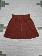 Madewell Corduroy Paperbag Button Front Mini Skirt Womens Small Brown Cotton
