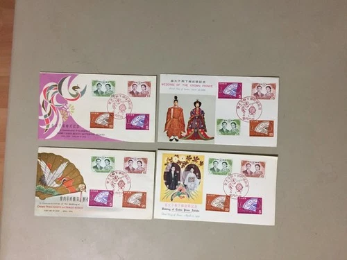 Four JAPAN 1959 fdc-WEDDING OF THE CROWN PRINCE FDC,same stamps diff pictures