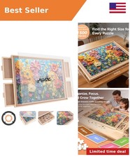 1500 Piece Rotating Puzzle Board with 4 Drawer 24.92"x33.58"Portable Wooden