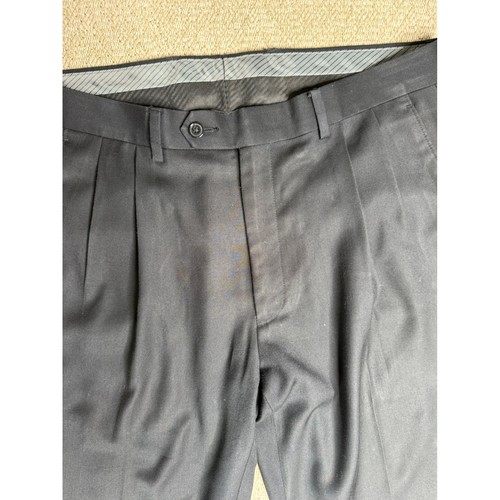 Lauren Ralph Lauren Mens Dress Pants Size 34x32 Blue Pleated Cuffed Career - Picture 2 of 8