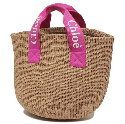 Chloé x Mifuko かごバッグ Chloé x Mifuko Basket Tote Straw Bag Pink Logo Handles