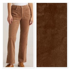 Quince Organic Stretch Corduroy Flare Pants Warm Brown Fall Retro Boho Chic 16