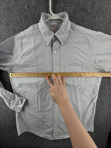 Vintage Brooks Brothers Oxford tradizionale bottoni a righe USA cotone 15,5 33 - Foto 6 di 15