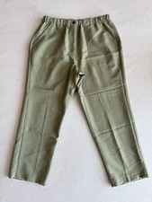 Caribbean Joe Women  s Green Pockets Rayon Elastic Waist Pants Sz M