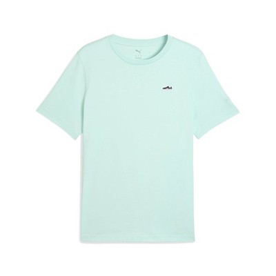 PUMA Wardrobe Essentials Suede Crew Neck Short Sleeve T-Shirt Mens Green Casual