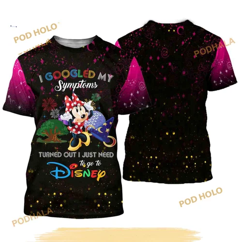 Minnie Mouse Quotes Pink Bl@ck Pattern Disney Cartoon 3D Shirt