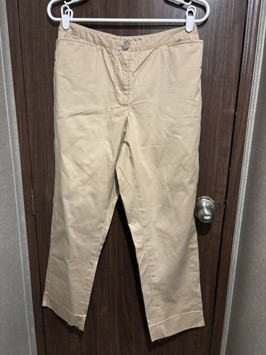Façonnable, Façonnable Women's Beige Chino Pants Straight Leg Cotton Elastane Size 6