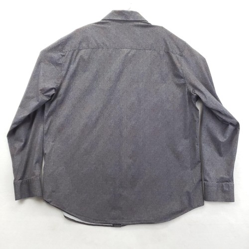 Bugatchi Shirt Mens 2XL Black Gray 8 Way Stretch Long Sleeve Button Up - Picture 2 of 12