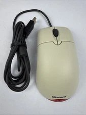 Vintage Light Yellow Microsoft Wheel Mouse Optical 1.0 USB Mouse X05-41663 Works