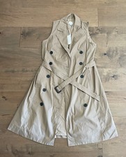 A New Day Womens Sleeveless Trench Dress Size M Khaki Belted Double Breasted NWT