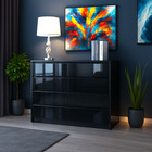 Black High Gloss 8 Drawer Chest – Modern Handleless Sleek Bedroom Storage