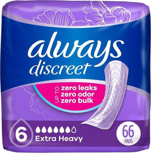 Adult Incontinence Pads for Women, Extra Heavy Absorbency, Regular Length, Po...