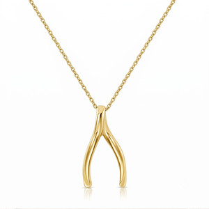 Authentic Solid 925 Sterling Silver Wishbone Pendant Charm Necklace 18" Cable Chain