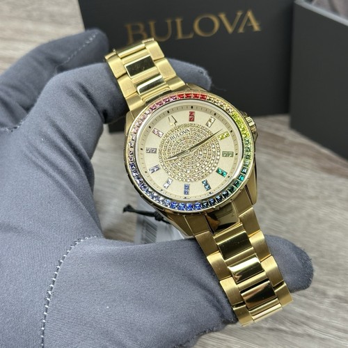 NEW✅ Bulova Phantom Gold Steel Rainbow Dial Luxury Men's Watch 97A179 $695 - Picture 10 of 19