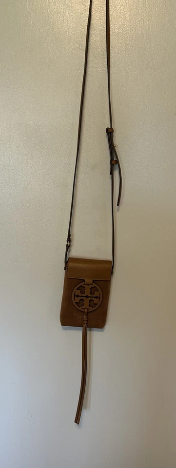 Tory Burch Miller Leather & Suede Smartphone Crossbody Pouch Camel Color - Image 2 of 4