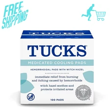 TUCKS Medicated Cooling Pads, 100 Count – Pads with Witch Hazel, Cleanses...