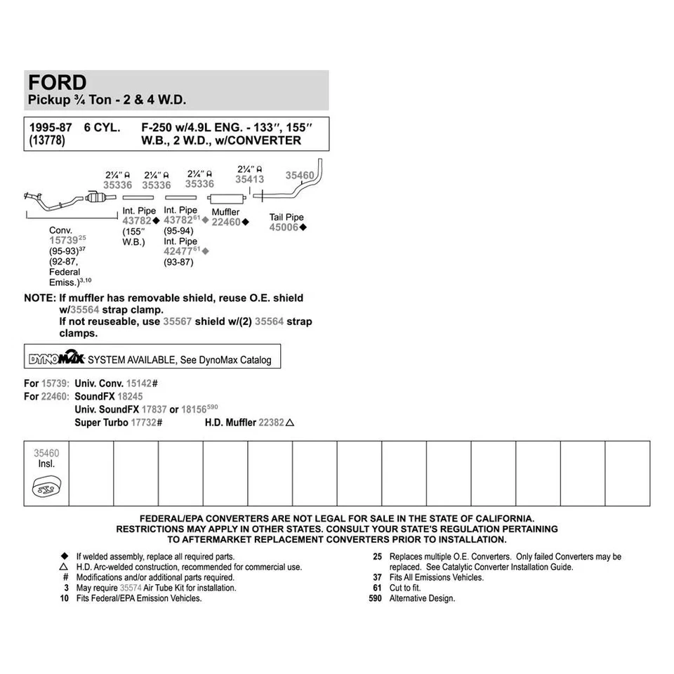 For Ford F-150 1987-1995 Walker 45006 Aluminized Steel Exhaust Tailpipe - Изображение 2 из 4