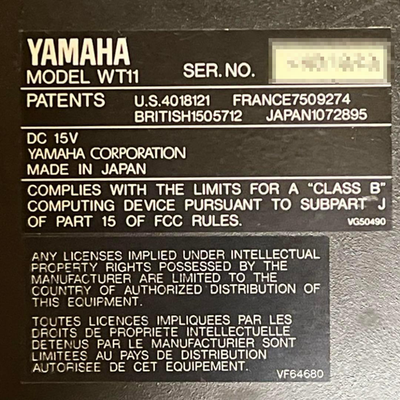 Yamaha WT11 Midi Wind Controller Tone Generator Sound Module for