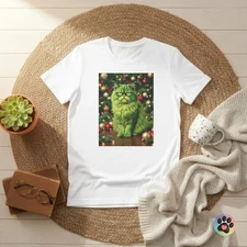 Funny Christmas Unisex T-Shirt - Grinch Style Cat, Holiday Tee, Cat Lover Gift