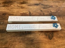 home decor Sign free standing home sweet home, blue flower12inX1 1/2X1 Lot Of 2
