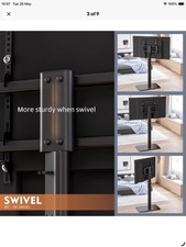 Floor TV Stand with Mount "Au" Swivel Height Adjustable Black Modern