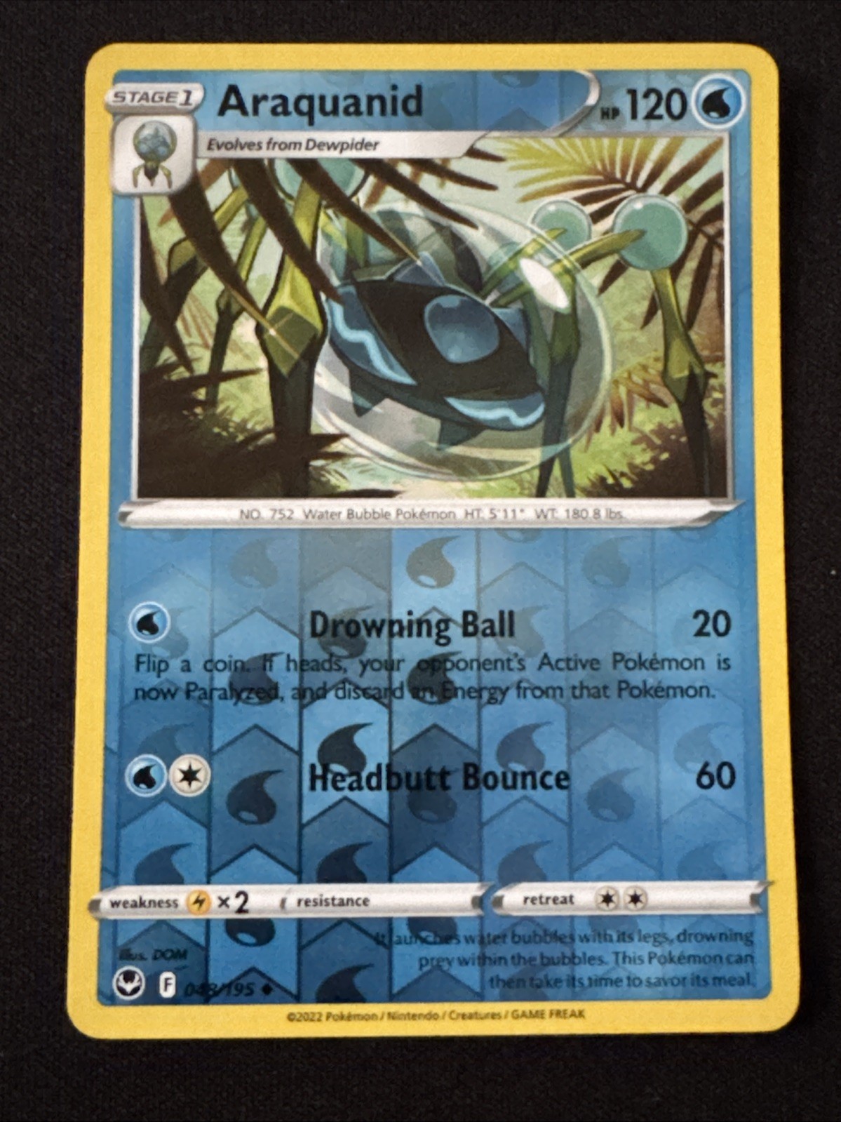 Araquanid 48/195 Reverse Holo Silver Tempest -Near Mint- Pokemon TCG