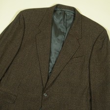 Hickey Freeman Collection Soft Tweed Blazer Mens 46L Brown Hopsack Wool Cashmere
