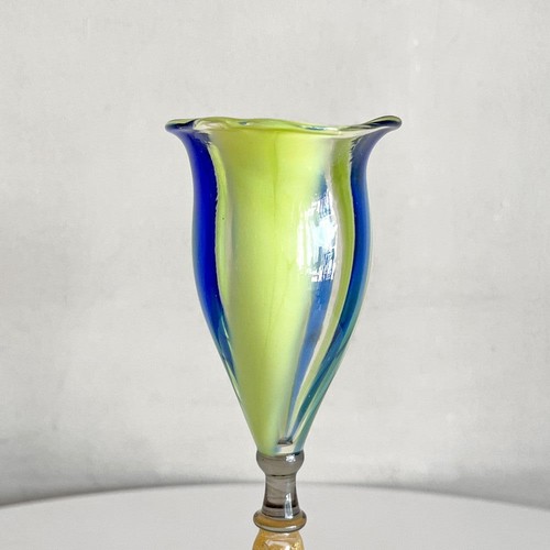 Venetian Glass Champagne Glasses Blue & Yellow Size W 2.2 x D 2.2 x H 7.4 in - Picture 4 of 10